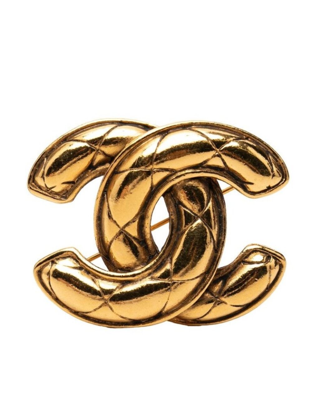 Chanel CC Logo Quilted Brooch Gold Plated